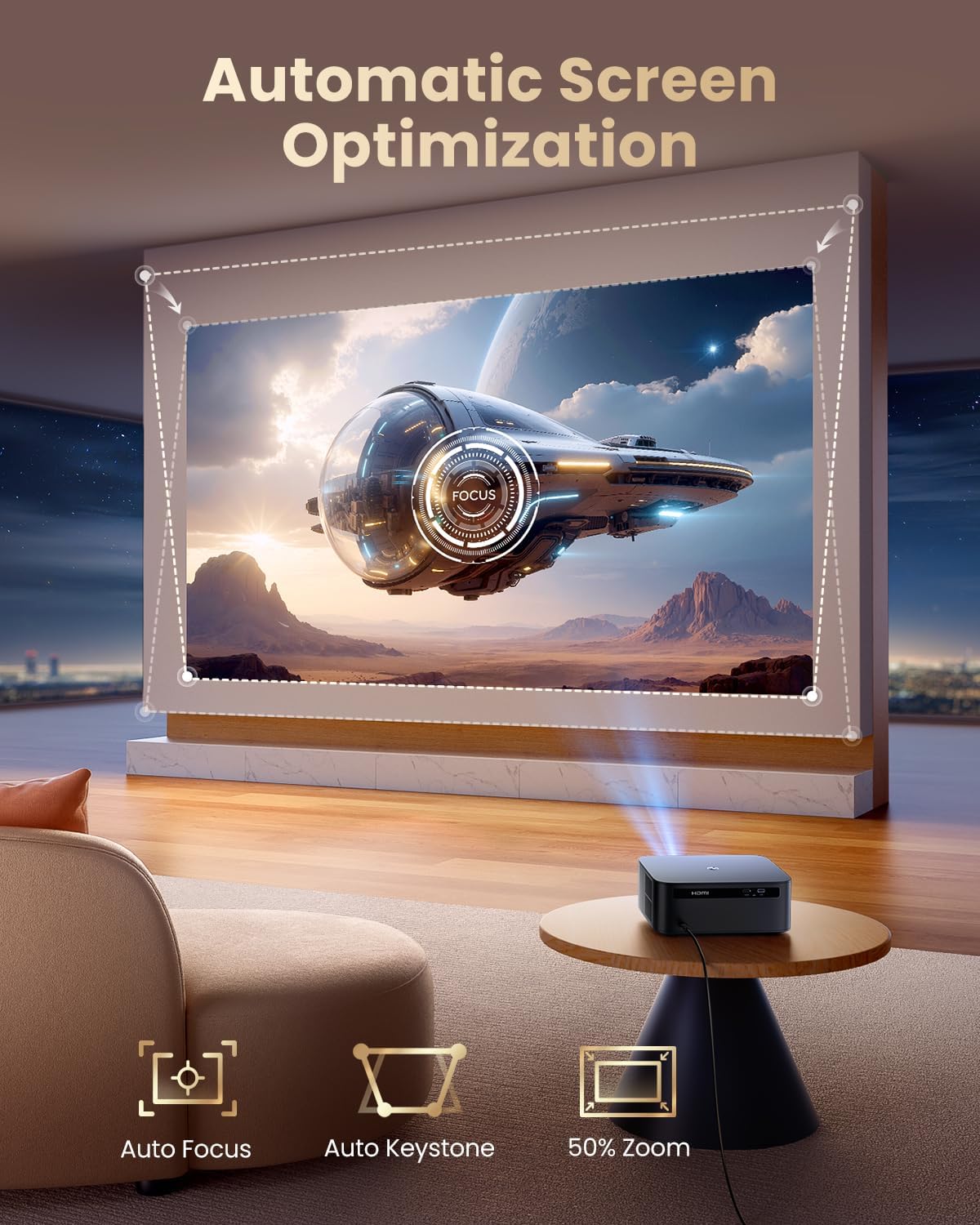 Google TV 4K Supported Smart Projector,Outdoor & Home Theater Projector with Wi-Fi 6 and Two-Way Bluetooth 5.2,Auto Focus & Keystone,800 ANSI,WiMiUS K13 Movie Proyector for Indoor & Outdoor Use - Image 5