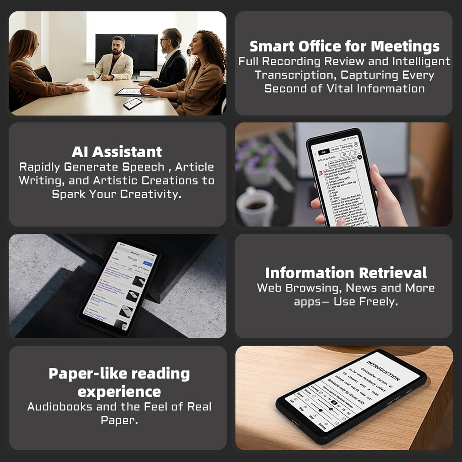 Bigme Color E-Ink Screen Mobile HiBreak, 6G+128GB Android 11 Smartphone, 36-Level Front Light, USB-C, 3300mAh Battery, 5+13MP Camera - Black - Image 3