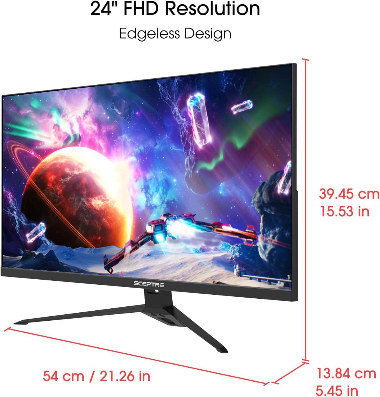 Sceptre IPS 24” Gaming Monitor 165Hz 144Hz Full HD (1920 x 1080) FreeSync Eye Care FPS RTS DisplayPort HDMI Build-in Speakers, Machine Black 2020 (E248B-FPT168),IPS 24" 165Hz - Image 3