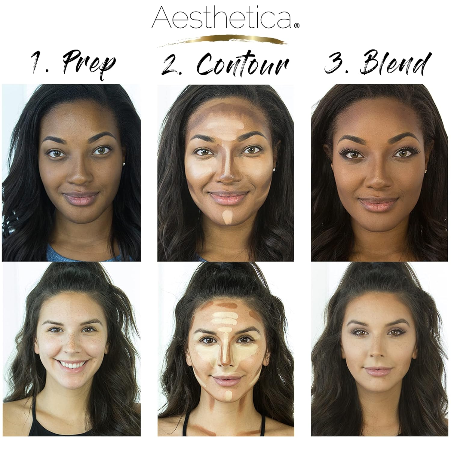 Aesthetica Cosmetics Cream Contour and Highlighting Makeup Kit - Contouring Foundation/Concealer Palette - Vegan & Cruelty Free - Step-by-Step Instructions Included - Image 5