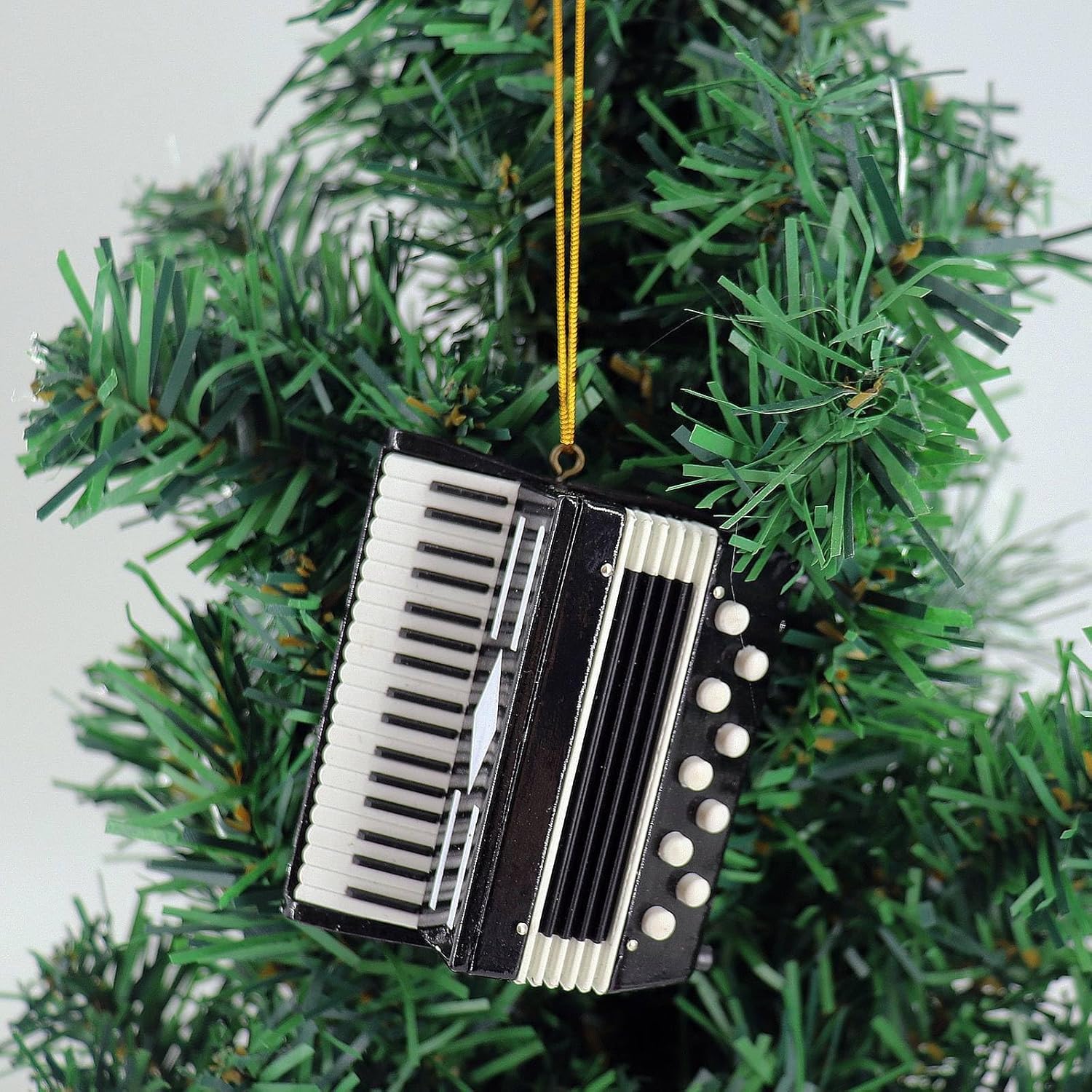 2.76" Wooden String Miniature Accordion Hanging Ornament Mini Musical Instrument Replica Music Birthday Gifts Holiday Tree Home Decoration and Display Ornament Model (Black, 2.76" Accordion) - Image 2