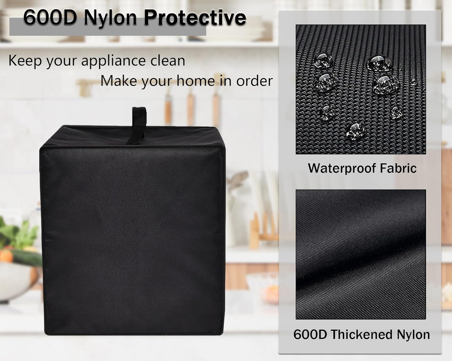 Air Fryer Cover Heavy Duty Heat-resistant Waterproof Dust Protective Case Compatible with CHEFMAN Multifunctional Digital Air Fryer 10L Family Size (Black) - Image 4