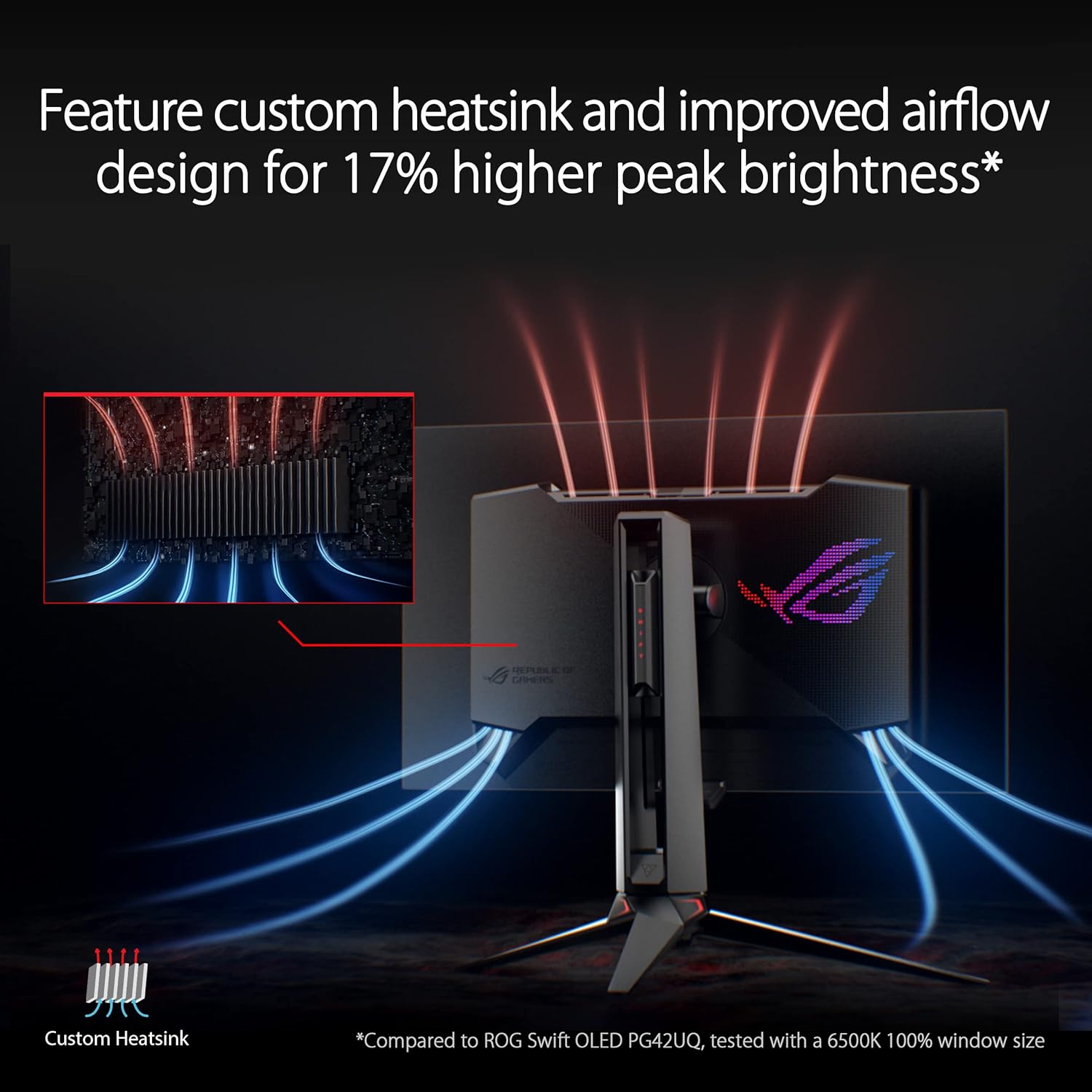 ASUS ROG Swift 27”1440P OLED DSC Gaming Monitor (PG27AQDM) - QHD (2560x1440), 240Hz, 0.03ms, G-SYNC Compatible, Anti-Glare Micro-Texture Coating, 99% DCI-P3, True 10-bit, DisplayPort,Black - Image 4