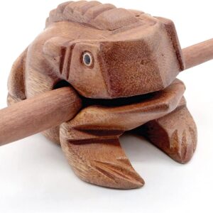 BSIRI 4″ Frog Guiro Rasp – Small Instrument Musical Wooden Percussion Wood Block Instrument of Frog Noise Maker and Cool Music Gifts Ideas Funny Weird Instruments for Adults Made from Nature Wood