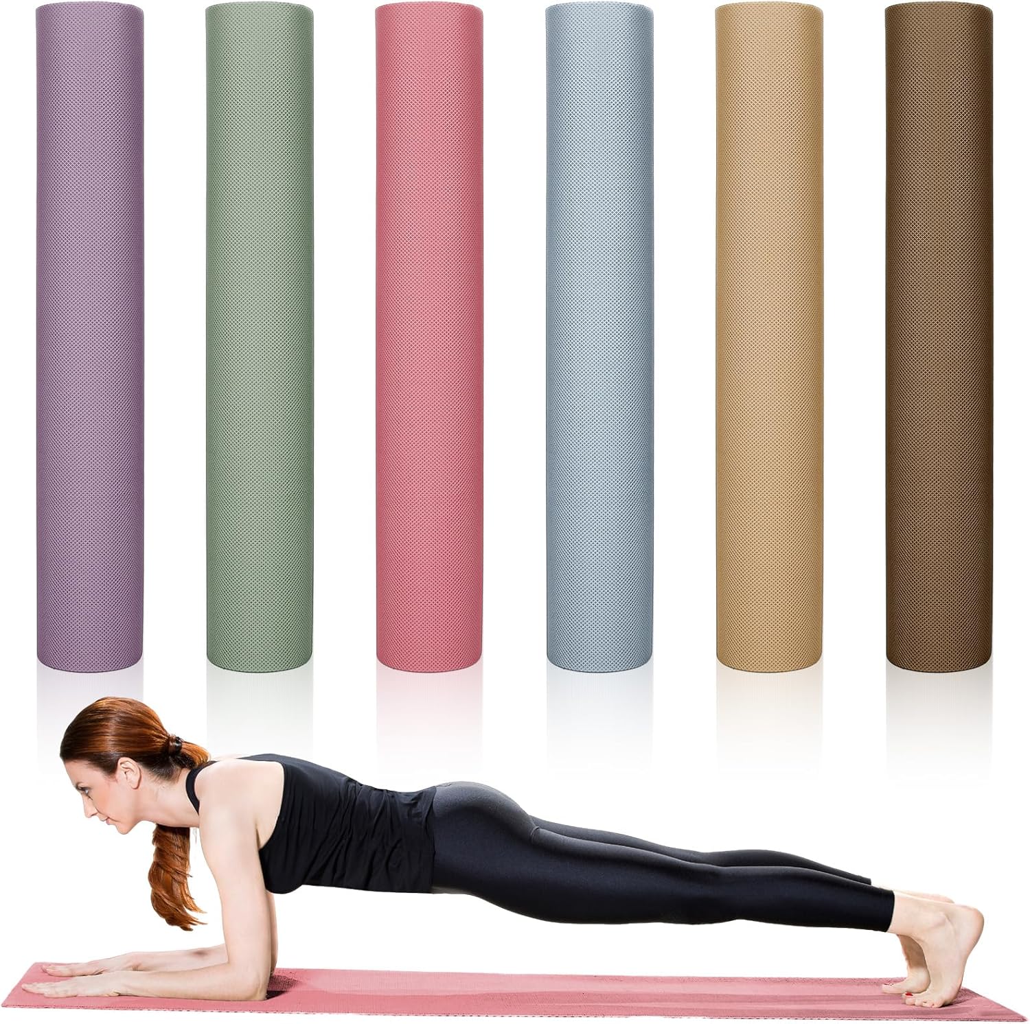 Timgle 6 Pack Yoga Mats Bulk Non Slip Exercise Yoga Mat Thick Anti Slip Tear Resistant Sports Gym for Fitness Stretching Home Workout and Studio