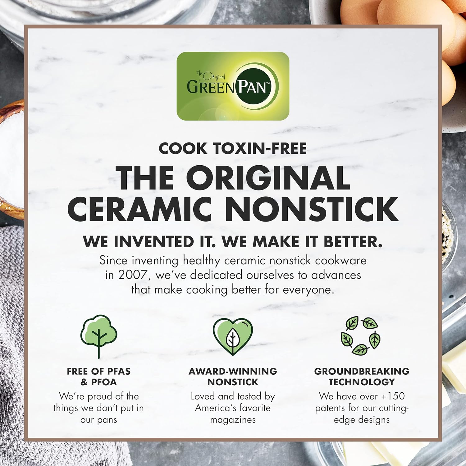 GreenPan Premiere Ovenware Healthy Ceramic Nonstick 4 Piece Bakeware Set, PFAS-Free, Rectangular, Square, Quarter, Half Sheet Baking Pans, Warp-Free, Oven Safe to 600F, Dishwasher Safe, Gray - Image 9