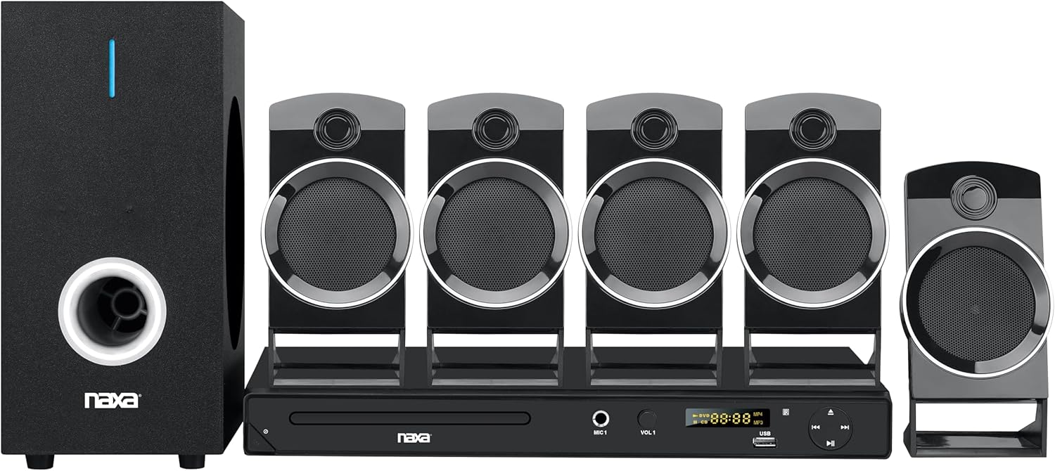 NAXA Electronics ND-859 5.1-Channel Home Theater DVD/Digital Media Player and Karaoke System, black