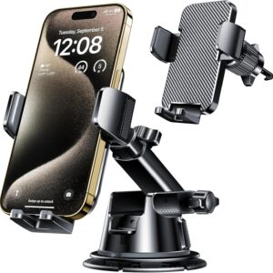 Qifutan Dash Mounted Holders Phone Holders for Your Car Phone Mount for Car Windshield Dashboard Air Vent Universal Hands Free Automobile Cell Phone Holder Fit for iPhone Smartphone