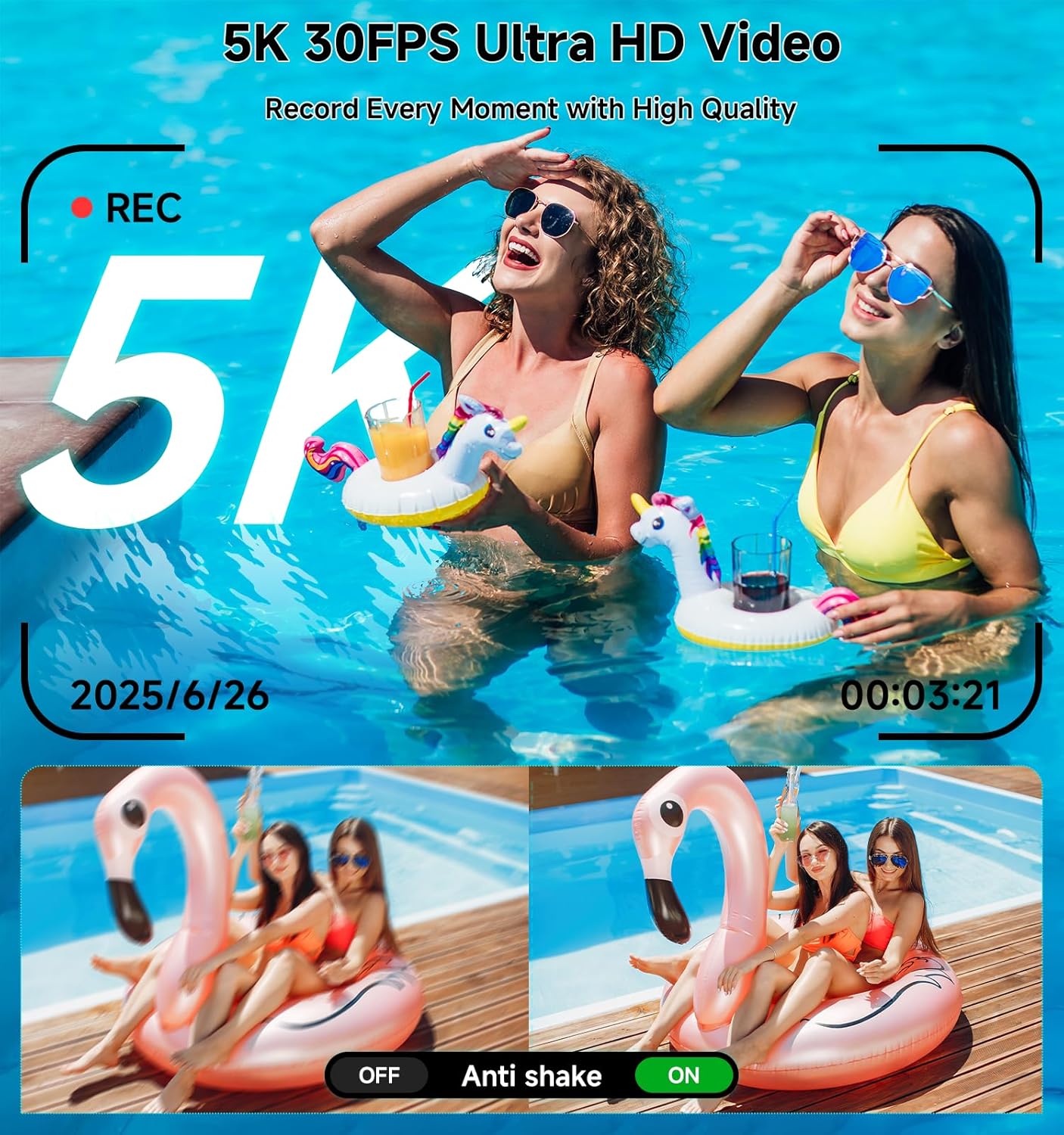 Digital Camera, 5K Travel Camera 80MP Cameras for Photography Vlogging Camera for YouTube with 3" 180° Flip Screen with 18X Zoom Autofocus Compact Video Camera with 64GB SD Card for Teens Beginner - Image 3