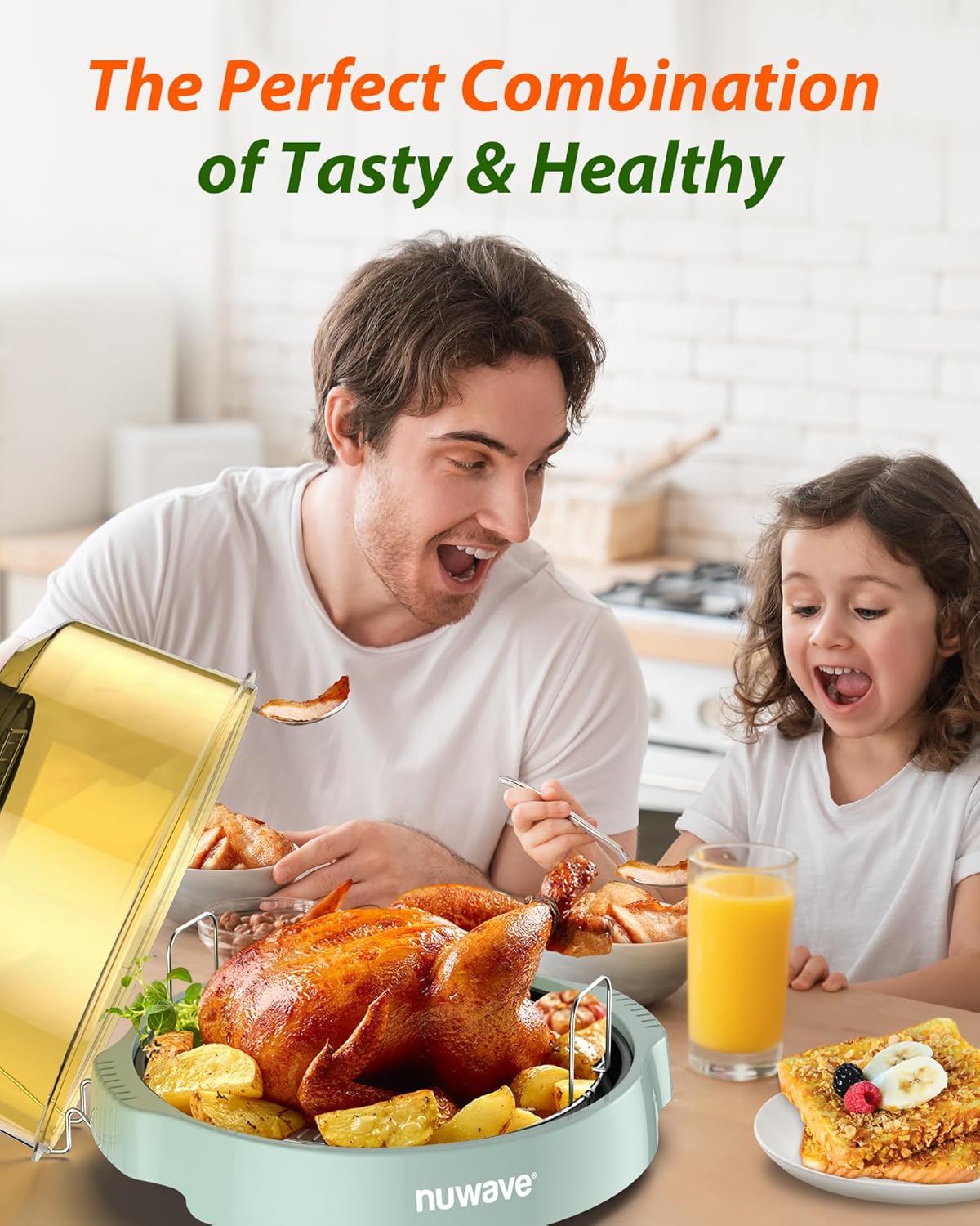 Nuwave Oven Pro Plus Air Fryer, Infra-Red Countertop, 2025 Advanced Convection, No Defrosting or Preheating, Cook Fresh or Frozen, Durable Power Dome, 100 Presets & 50 Memory, PFAS Free, Mint Green - Image 5