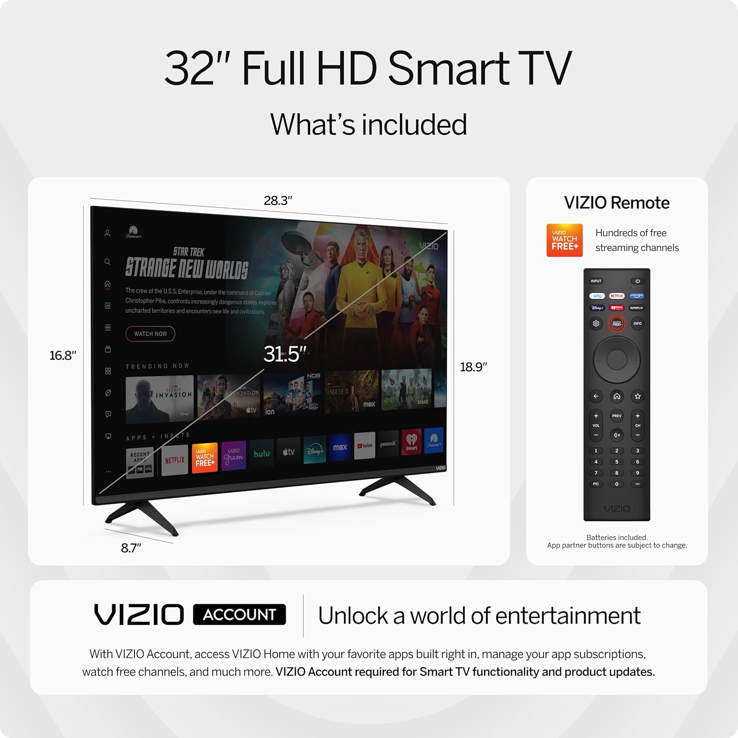 VIZIO VFD32M 32 inch Class 1080p HDR Smart TV (Renewed) - Image 3