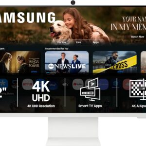 SAMSUNG 32” Smart Monitor M8 (M80F) 4K UHD Display, Samsung Vision AI, Smart TV Apps, Gaming Hub, USB-C, HDMI and USB-A, White, LS32FM803UNXZA, 2025