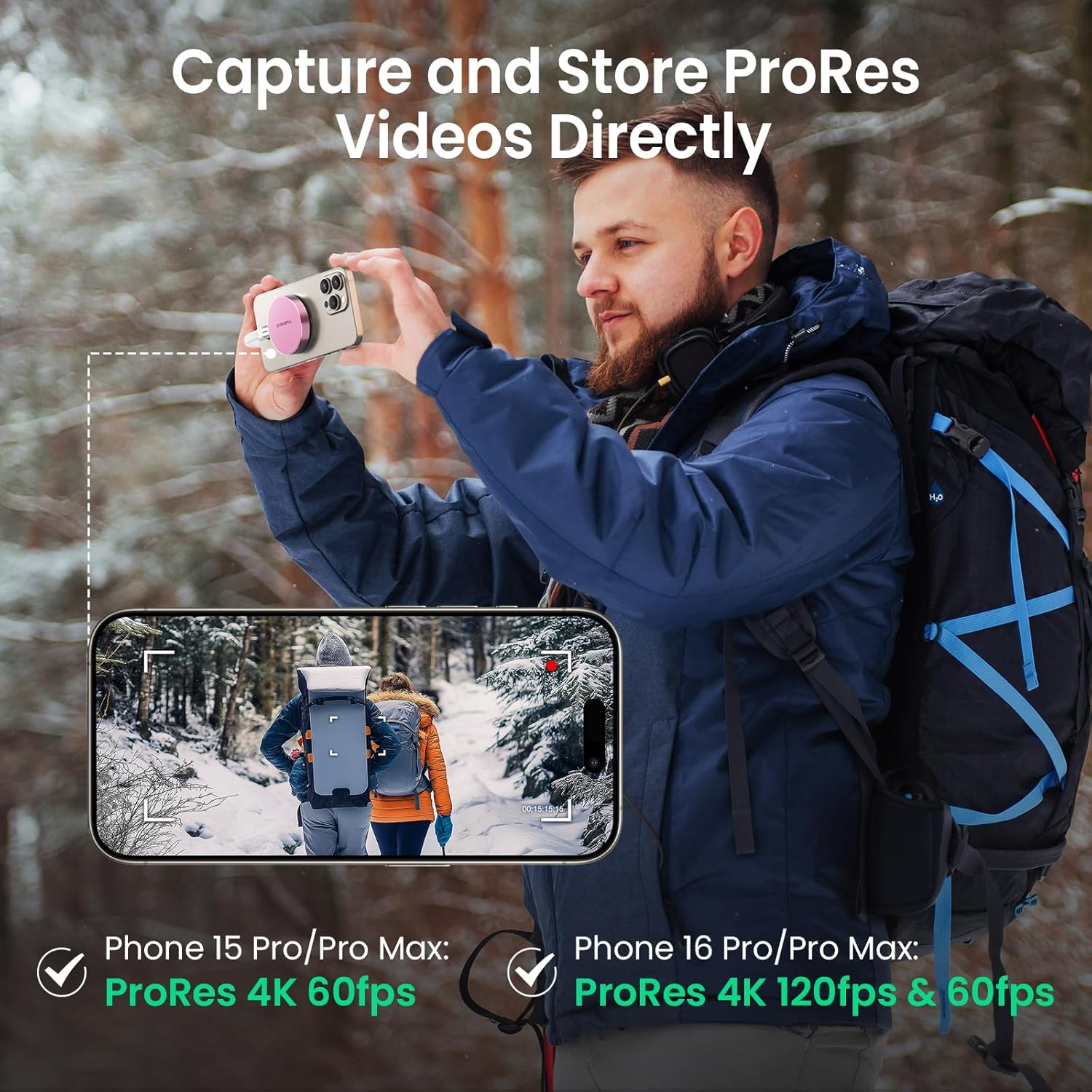 2TB Magnetic Portable SSD, External Solid State Drives with USB-C 3.2 Gen 2x2, Speed Up to 2000MB/s, Compact & Durable, Compatible with iPhone 15/16 Series and Other USB-C Devices, Pink - Image 5