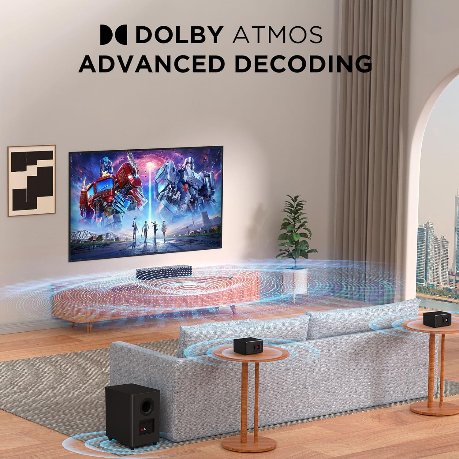 Miroir 5.1 Sound Bar for Smart TV, with Dolby Atmos & Wireless Subwoofer, 410W Bluetooth Surround Sound System, Immersive 3D Sound Home Theater System for HDMI eARC - Image 6