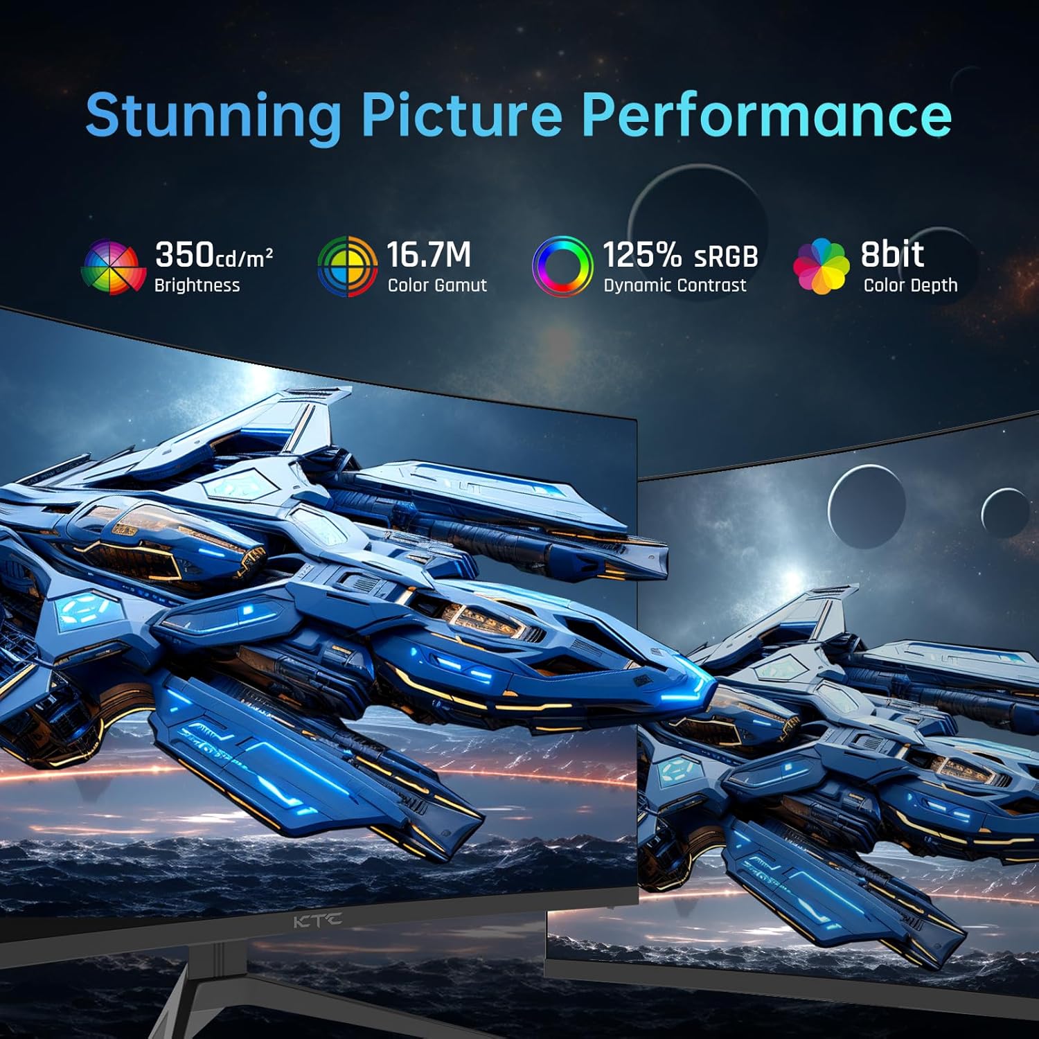 KTC 32 inch 240Hz Curved Gaming Monitor 1500R 1080P 125% sRGB 1ms, Freesync/G-sync HDR10,HDMI/DP/USB Ports VESA,Tilt Adjustable,Xbox PS5 Switch,Black - Image 4