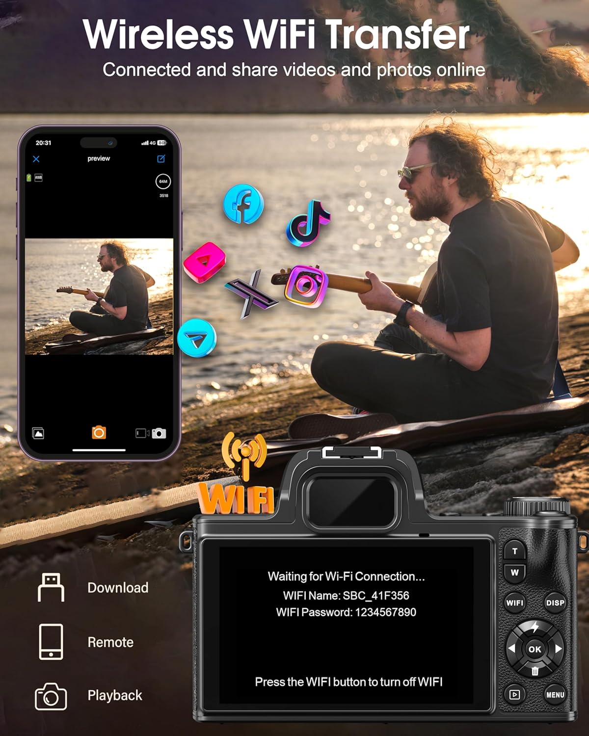 True 5K Digital Camera for Photography - 80MP WiFi Autofocus Vlogging Camera for YouTube with 4.0" Touch Screen - UHD One-Touch Macro Video Cameras with 18X Zoom, Lens Hood, 3000mAH Battery, 32GB Card - Image 4