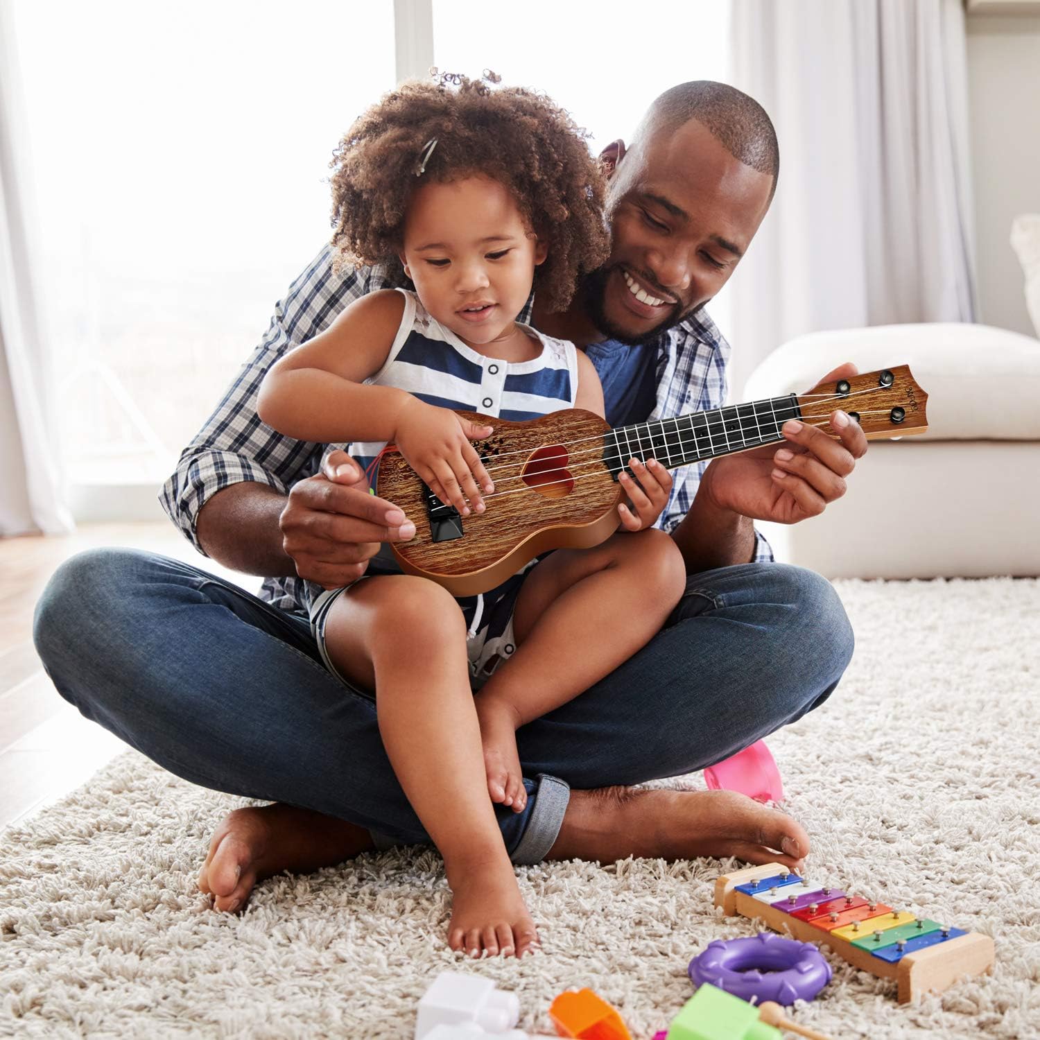 YEZI Kids Toy Classical Ukulele Guitar Musical Instrument, Maroon - Image 6