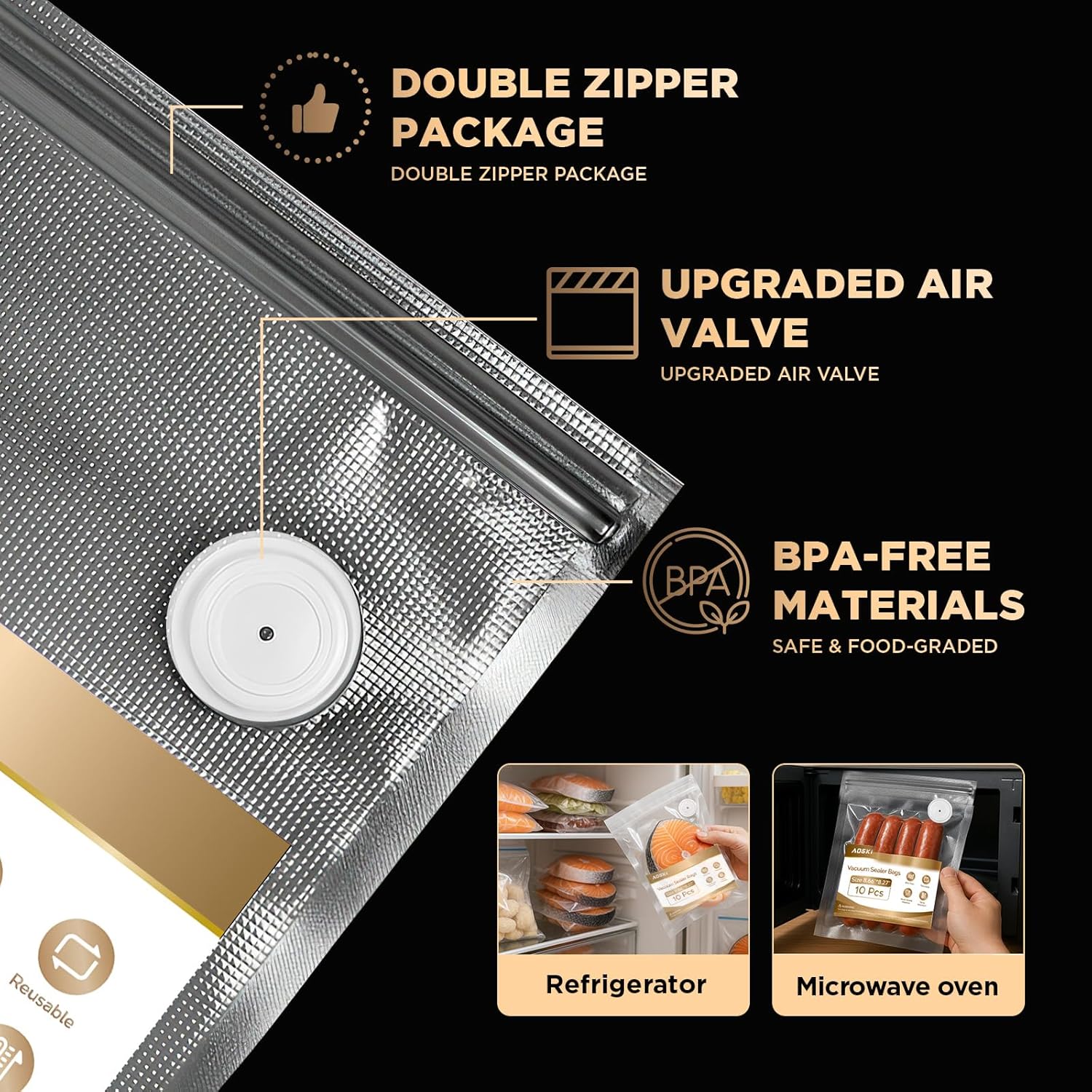 Vacuum Sealer Machine for Food Storage: Compact Food Sealer Saver 5X Fresh Longer, Handheld Detachable Water Tank, 10 PCS Vacuum Seal Bags for Kitchen Fridge Travel Seal Meal Mothers Day Gift For Wife - Image 7