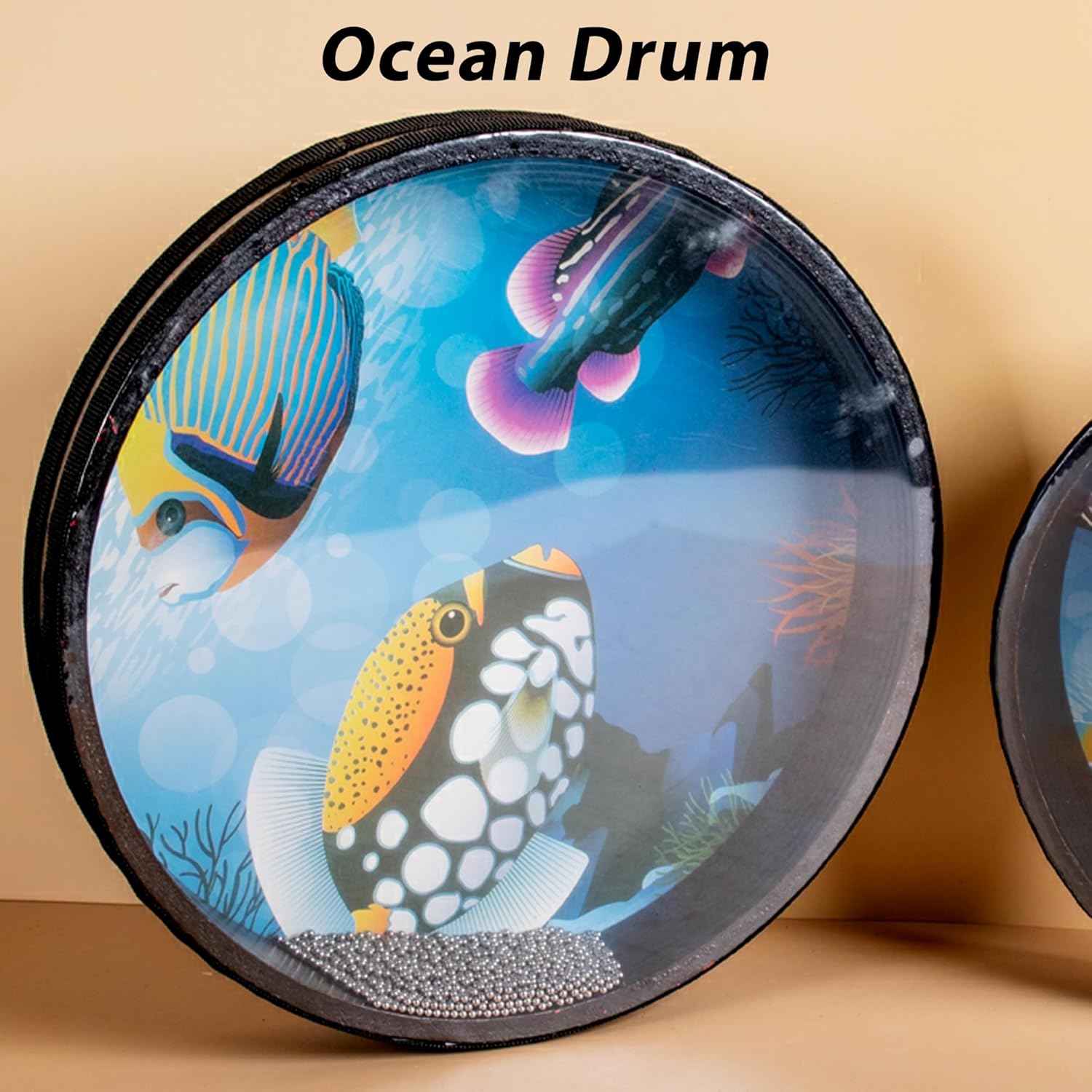 Bstinay 10Inch Ocean Drum Hand Percussion with Hardwood Shell Ocean Sound Drum Musical Instrument for Home School - Image 2