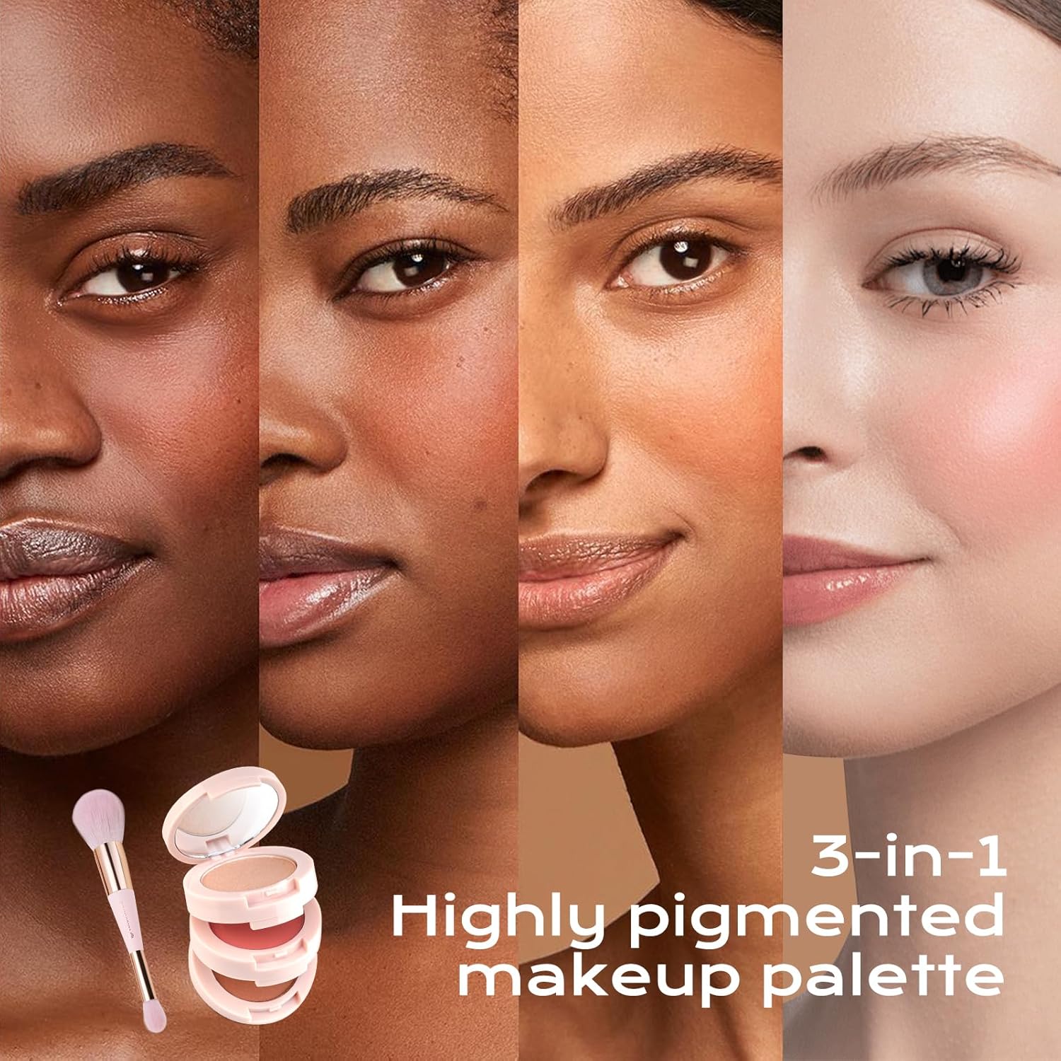 Color Nymph 3 Colors Contour Blush Highlighter Makeup Palette | 3-IN-1 Multi-Colored Shimmer & Matte Long-Lasting Travel-Friendly Make up Kit, Includes Brush & Mirror | Stacked Makeup Design (Purple) - Image 7