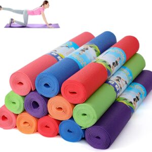 Amylove 12 Pieces Yoga Mats Bulk 68x24x0.12 Inch Exercise Non Slip Fitness Workout Mats for Women Men Home Workout Gym Yoga