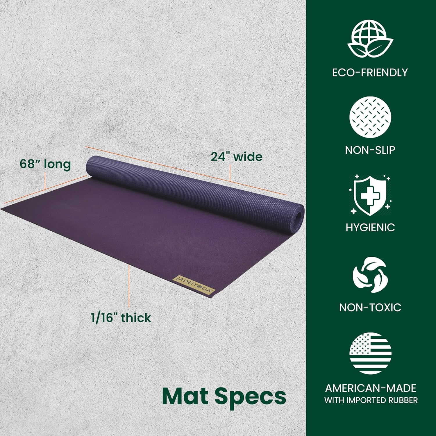 JadeYoga Voyager Yoga Mat - Lightweight & Portable Rubber Yoga Mat - Non-Slip Exercise Mat for Women & Men - Great for Yoga, Home Workout, Gym Fitness, Pilates, Stretching, and More - Image 3