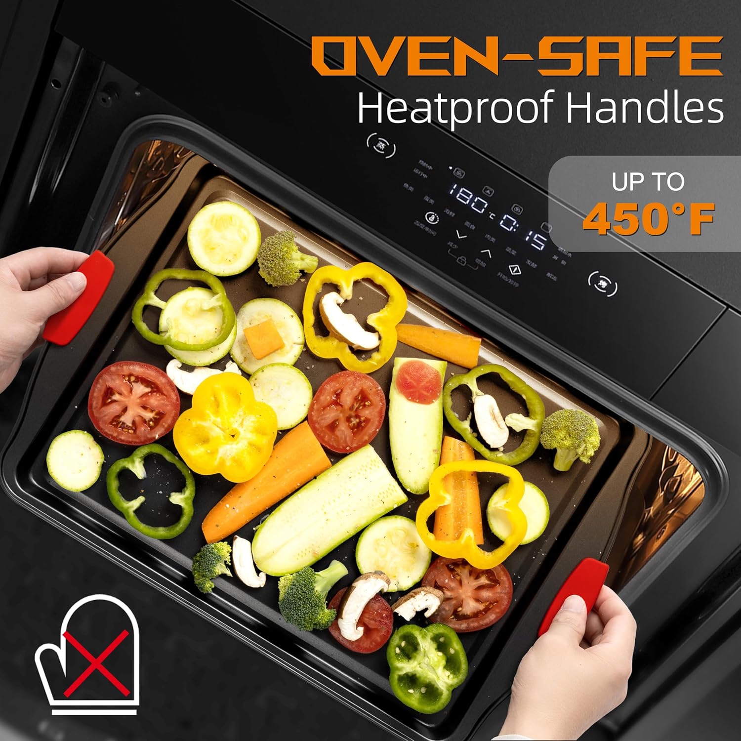 Baking Pans Set, 15 Piece Premium Baking Set, Nonstick Bakeware Sets BPA Free, Cookie Sheets for Baking Nonstick Set, Steel Baking Sheets for Oven with Muffin Pan, Cake Pan & Kitchen Utensils - Black - Image 6