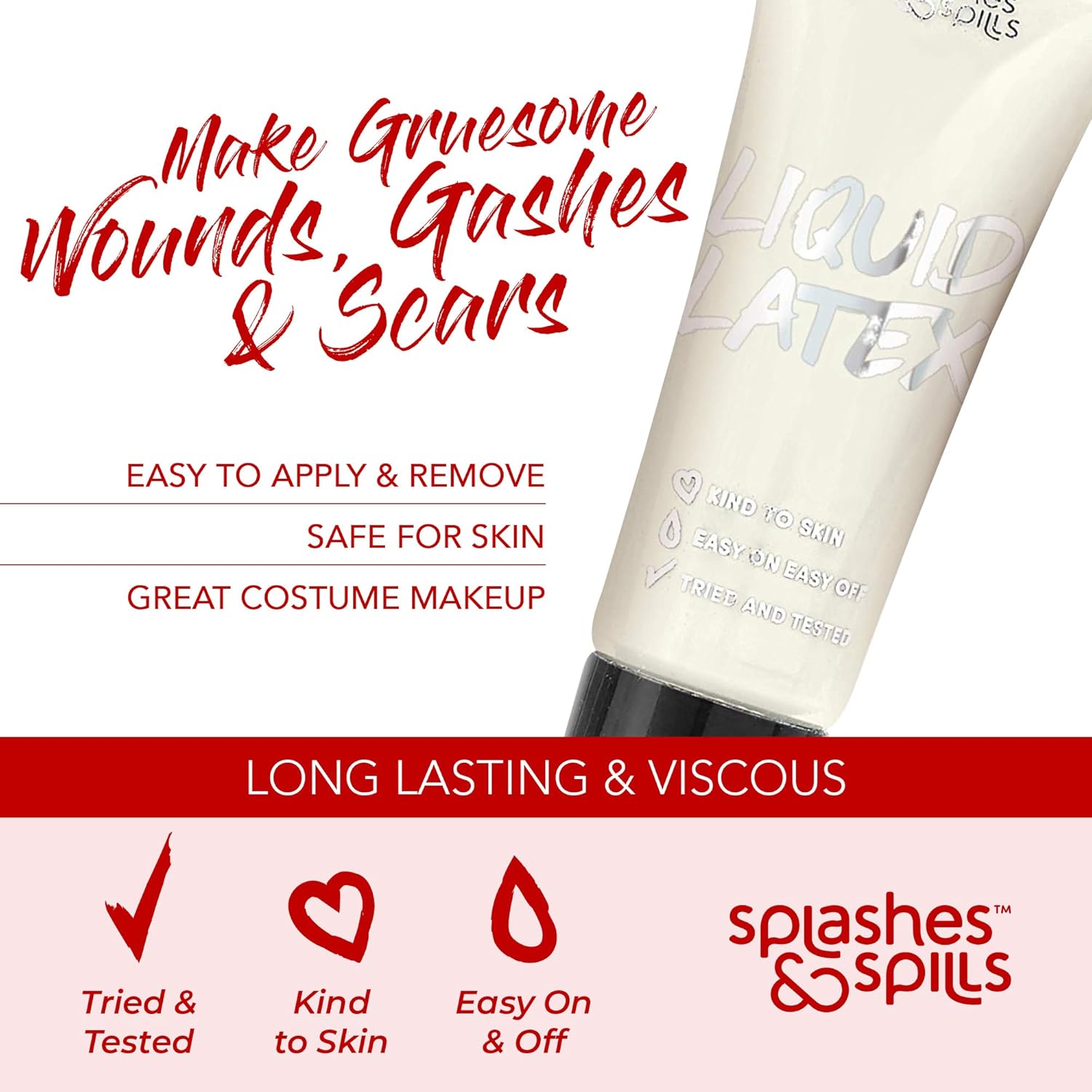 Splashes & Spills Horror FX Makeup Kit - 9 Piece Set, Halloween SFX Makeup, Face & Body Paint Perfect For Vampire, Zombie, or Ghost Looks, Includes 6 Colors Sponge, Brush, and Tutorial Guide - Image 5