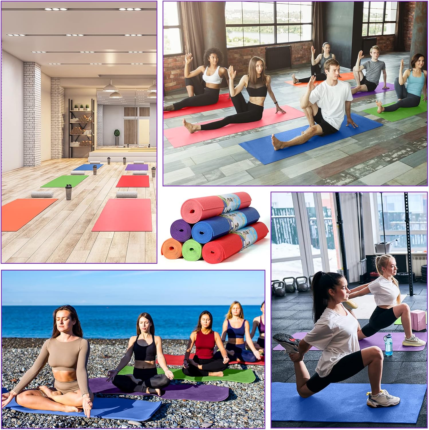 Amylove 12 Pieces Yoga Mats Bulk 68x24x0.12 Inch Exercise Non Slip Fitness Workout Mats for Women Men Home Workout Gym Yoga - Image 5