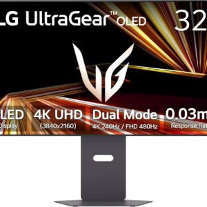 LG 32GX870A-B 32-inch Ultragear 4K UHD (3840 x 2160) OLED Gaming Monitor, Dual-Mode, 240Hz, 0.03ms, NVIDIA, AMD FreeSync Premium Pro, VESA DisplayHDR True Black 400, USB Type-C, DP2.1, Black