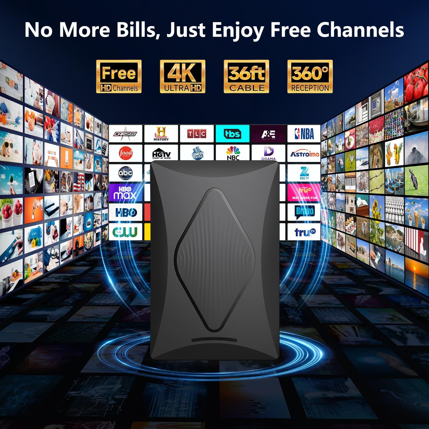 2025 TV Antenna Indoor Antenna for Smart TV, 2200+ Miles Long Range Reception tv Antenna with Amplifier Signal Booster for Local Channels, Clear Reception for 4K 1080p HD - Image 7