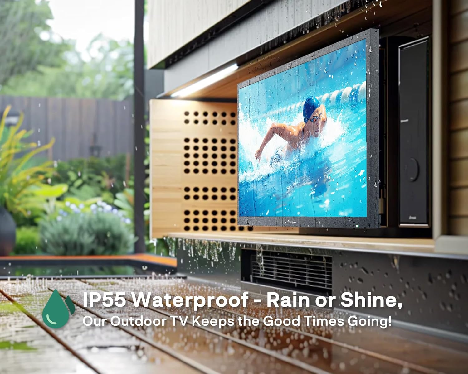 SYLVOX 32 inch Outdoor TV, Full Sun Outdoor Television 1500 Nit High Brightness, 1080P FHD Sunlight Readable Display, IP55 Weatherproof TV, Smart TVs for Outdoor Entertainment (Pool SE/2025) - Image 8