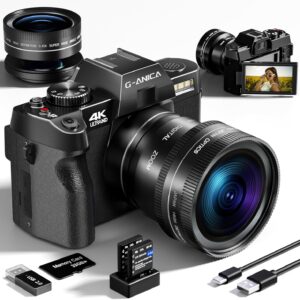 Digital Cameras for Photography with WiFi & App Control, 4K&48MP Vlogging Camera for YouTube,Compact Camera,Perfect for Entry-Level Users and Beginners with Macro&Wide Lens-32GB Card