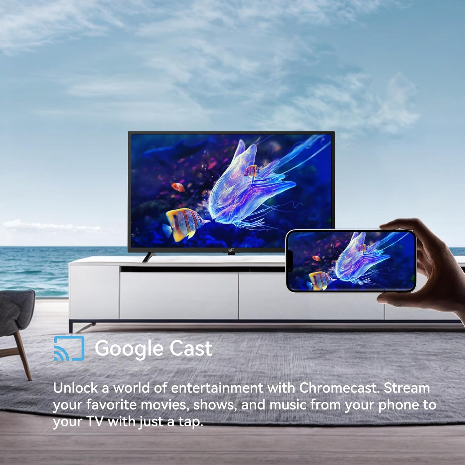 FPD 32 Inch Smart TV 720p HD Flat Screen Television (P-Series) with Google Play, Small LED Tvs for Living Room, Google Cast Built-in, Thin Streaming Live Android TV with WiFi, Bluetooth (2025 Model) - Image 5