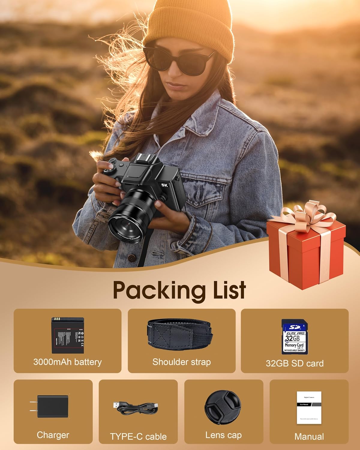 True 5K Digital Camera for Photography - 80MP WiFi Autofocus Vlogging Camera for YouTube with 4.0" Touch Screen - UHD One-Touch Macro Video Cameras with 18X Zoom, Lens Hood, 3000mAH Battery, 32GB Card - Image 8