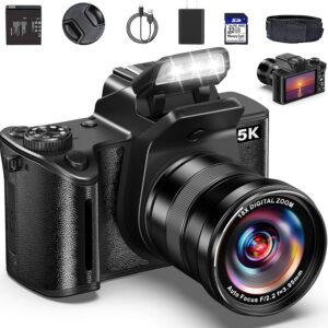 True 5K Digital Camera for Photography – 80MP WiFi Autofocus Vlogging Camera for YouTube with 4.0″ Touch Screen – UHD One-Touch Macro Video Cameras with 18X Zoom, Lens Hood, 3000mAH Battery, 32GB Card