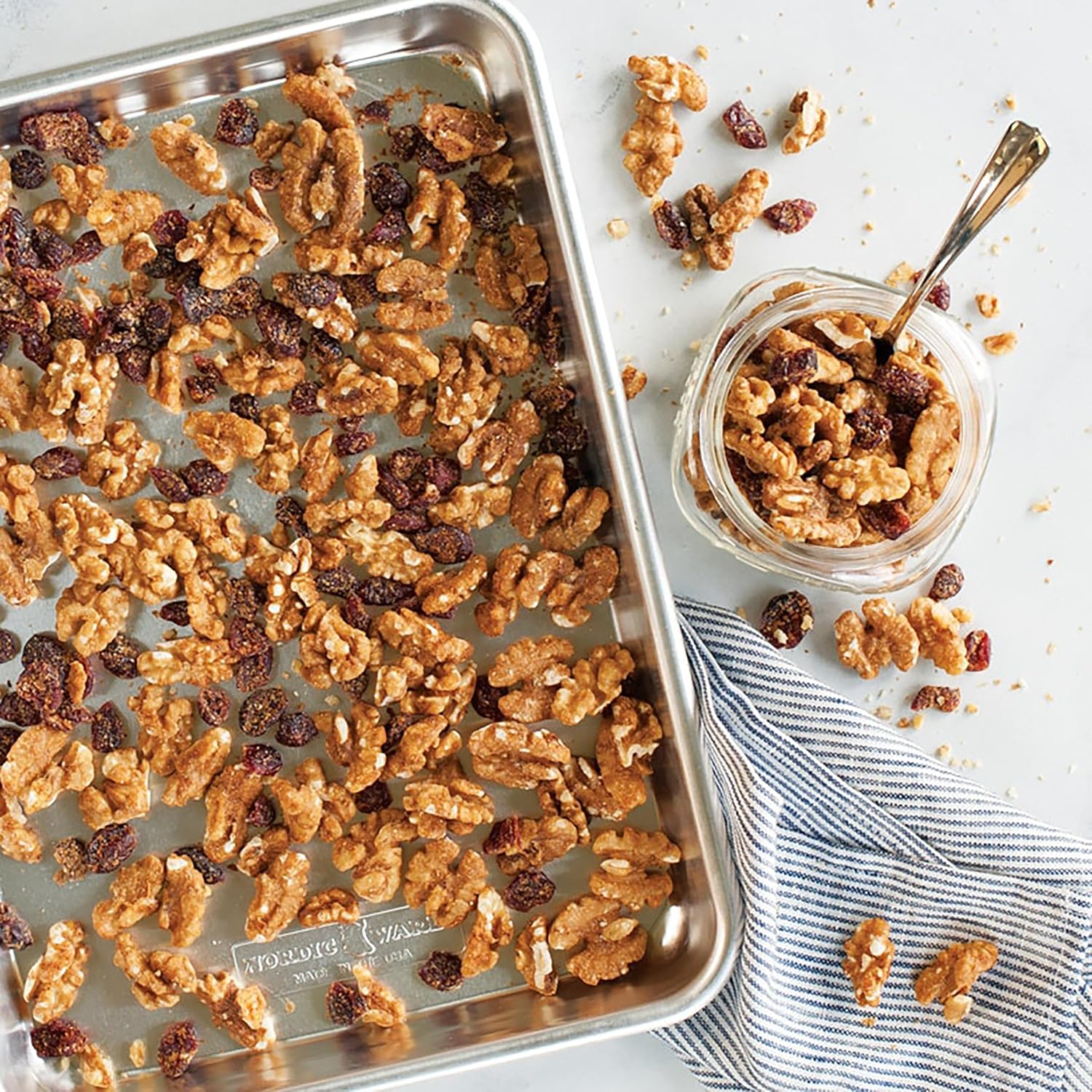 Nordic Ware Naturals 3 Piece Set - USA Made Aluminum Commercial Quality Sheet Pan for Baking or Roasting, Encapsulated Galvanized Steel Rim Prevents Warping; Half Sheet, Jelly Roll and Quarter Sheet - Image 6