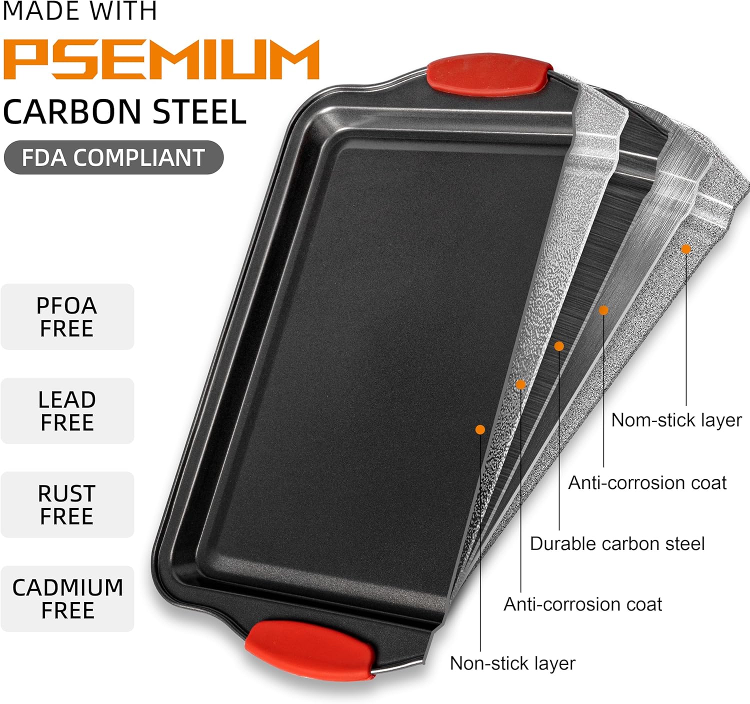 Baking Pans Set, 15 Piece Premium Baking Set, Nonstick Bakeware Sets BPA Free, Cookie Sheets for Baking Nonstick Set, Steel Baking Sheets for Oven with Muffin Pan, Cake Pan & Kitchen Utensils - Black - Image 3