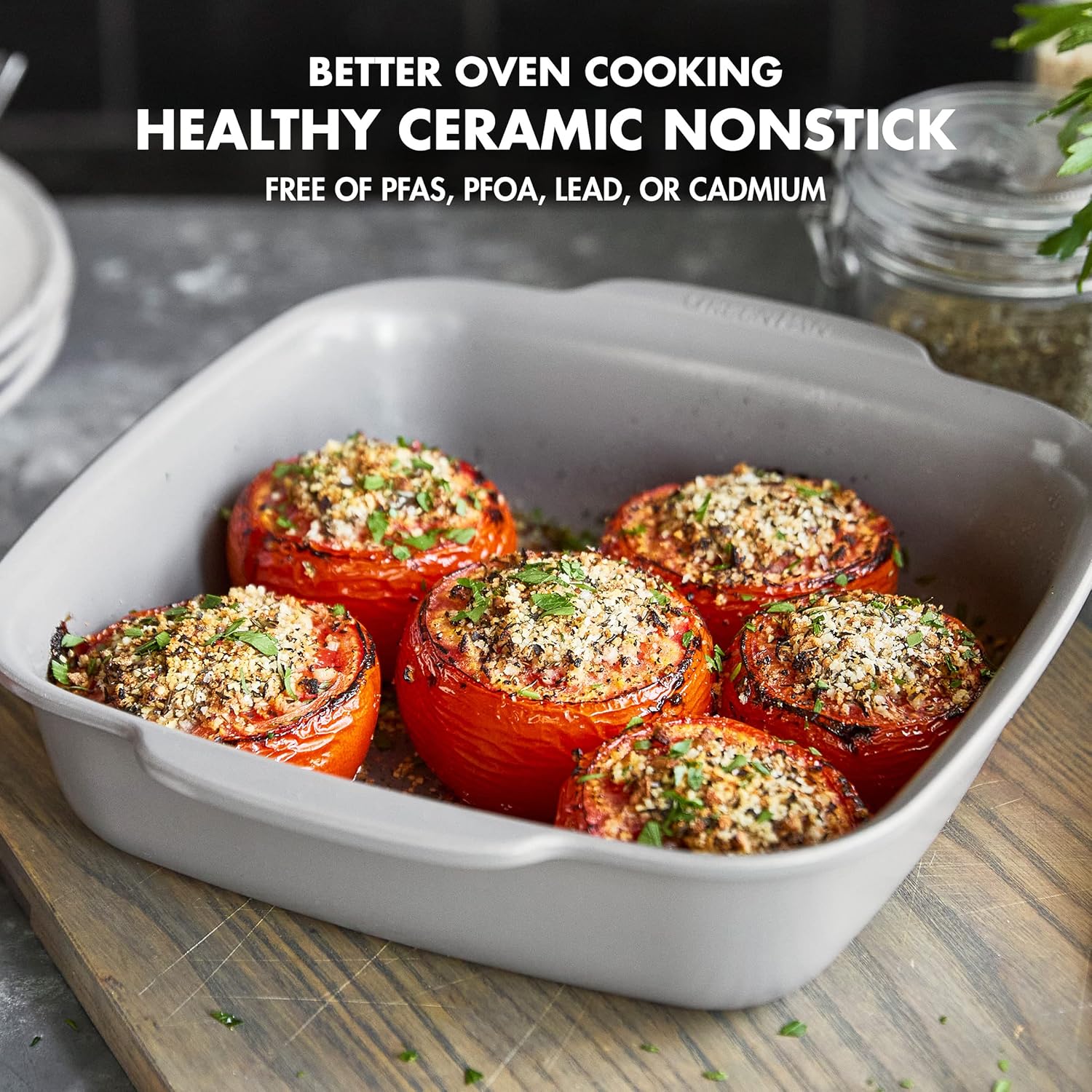 GreenPan Premiere Ovenware Healthy Ceramic Nonstick 4 Piece Bakeware Set, PFAS-Free, Rectangular, Square, Quarter, Half Sheet Baking Pans, Warp-Free, Oven Safe to 600F, Dishwasher Safe, Gray - Image 3
