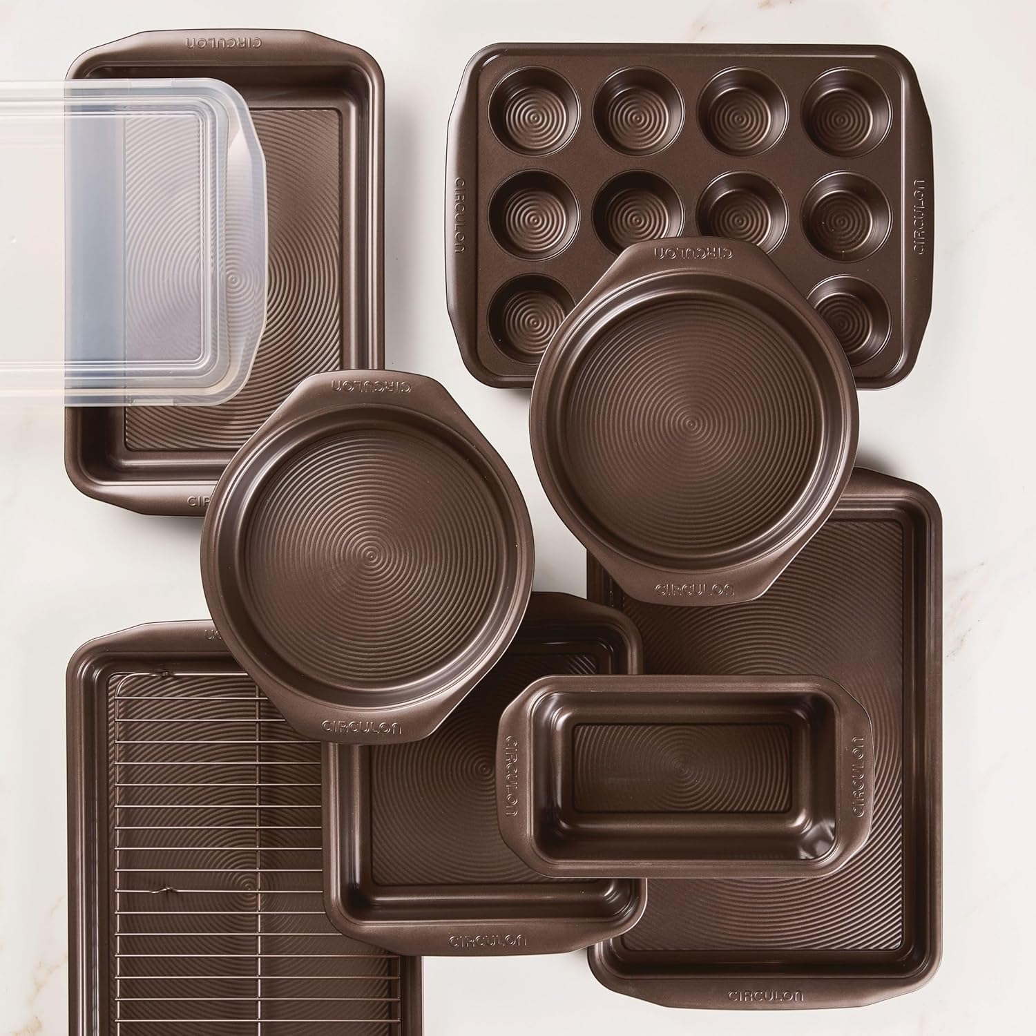 Circulon Nonstick Bakeware Set with Nonstick Bread Pan, Baking Pans, Baking Sheets, Cookie Sheets, Cake Pan and Muffin Pan / Cupcake Pan - 10 Piece, Chocolate Brown - Image 10