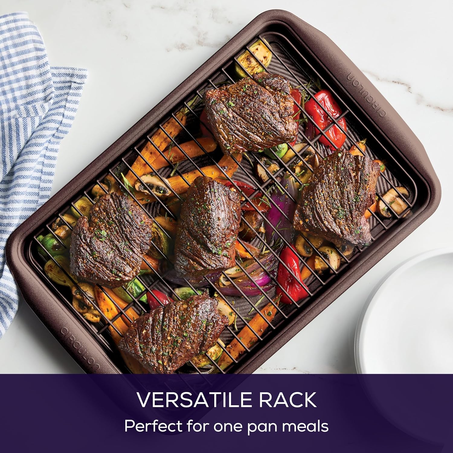 Circulon Nonstick Bakeware Set with Nonstick Bread Pan, Baking Pans, Baking Sheets, Cookie Sheets, Cake Pan and Muffin Pan / Cupcake Pan - 10 Piece, Chocolate Brown - Image 7