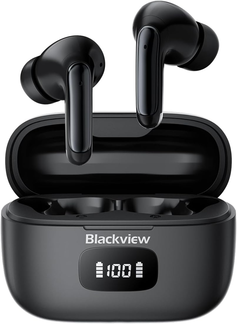 Blackview Wireless Earbuds, 2025 Bluetooth 5.3 Headphones, 56Hrs Hi-Fi Stereo Deep Bass Earphones with 4 ENC Noise Cancelling Mics, IPX7 Waterproof Ear Buds for iPhone Android Phones Laptop