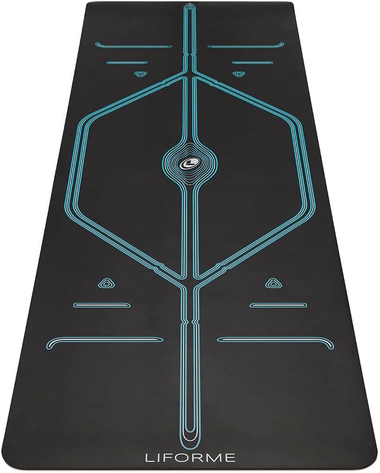 Liforme XL Yoga Mat – Free Yoga Bag Included - Patented Alignment System, Warrior-like Grip, Non-slip, Eco-friendly, sweat-resistant, long, wide, 4.2mm thick mat for comfort