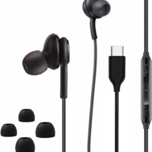 2025 New Stereo in-Ear Headphones for Samsung Galaxy Z Fold6 S25 S24 Ultra S23 Ultra S22 Ultra S21 S20,Note 10+ with Microphone and Volume Remote Control Type-C Connector-Black