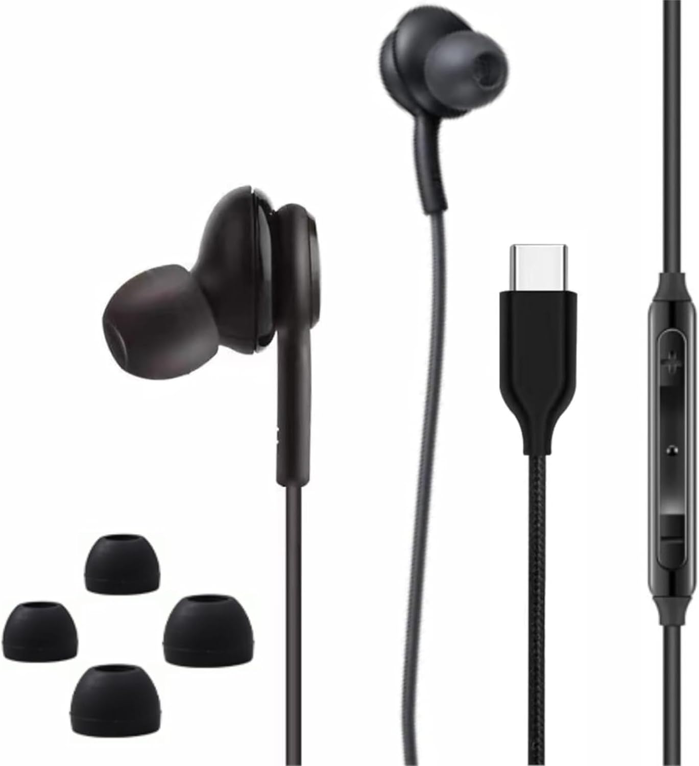 2025 New Stereo in-Ear Headphones for Samsung Galaxy Z Fold6 S25 S24 Ultra S23 Ultra S22 Ultra S21 S20,Note 10+ with Microphone and Volume Remote Control Type-C Connector-Black