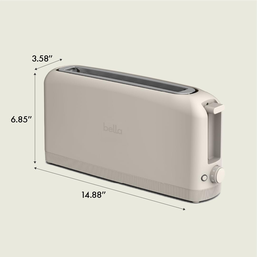 bella 2 Slice Slim Toaster, Fits-anywhere™ Kitchenware, 6 Setting Shade Control with Reheat & Cancel Buttons, Fits sourdough, 10” Long Slot, Anti Jam & Auto Shutoff, 900 Watt, Oatmilk - Image 7