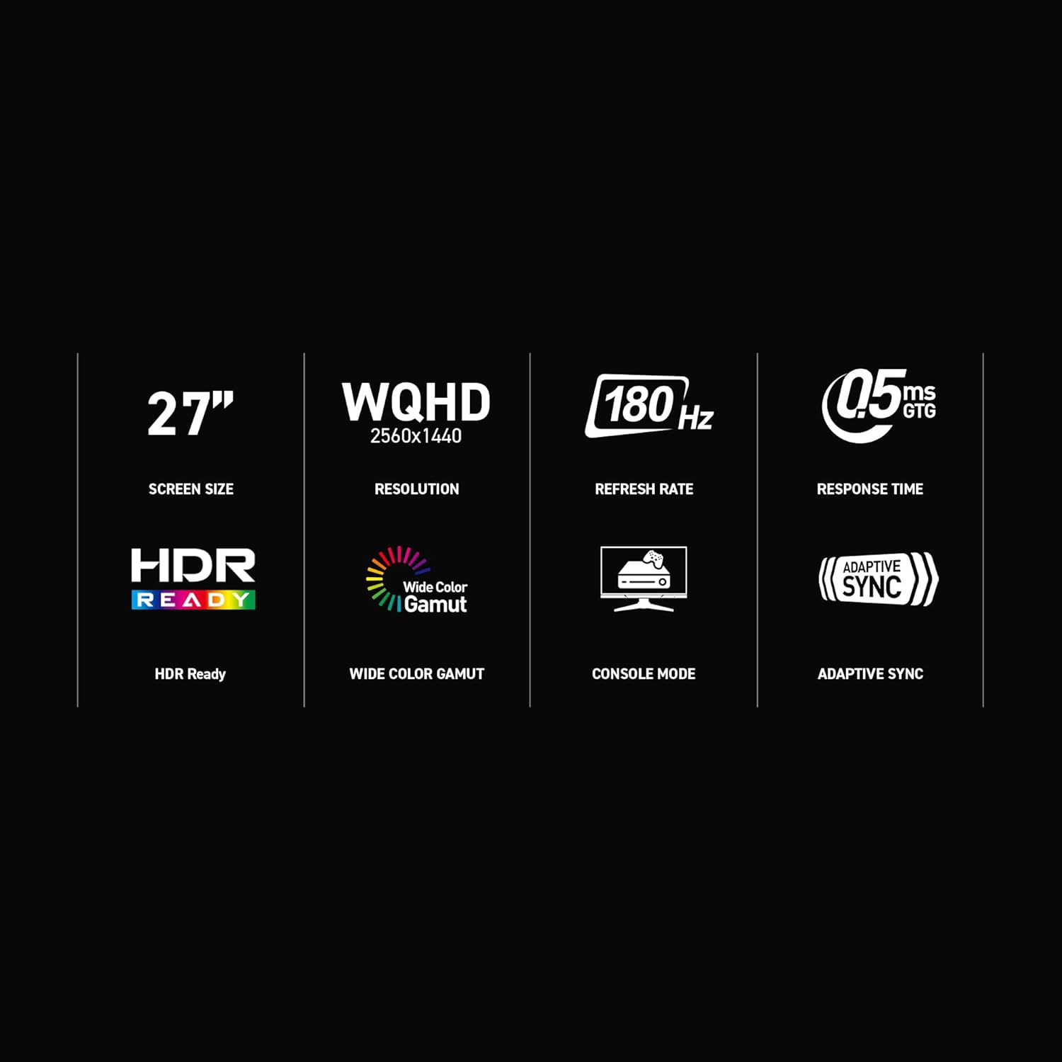 MSI MAG 275QF 27-inch 2K Gaming Monitor, 2560 x 1440 (UHD), 0.5ms Response Time, 180Hz, HDR Ready, HDMI, DP Port, Tilt Adjustable - Image 2