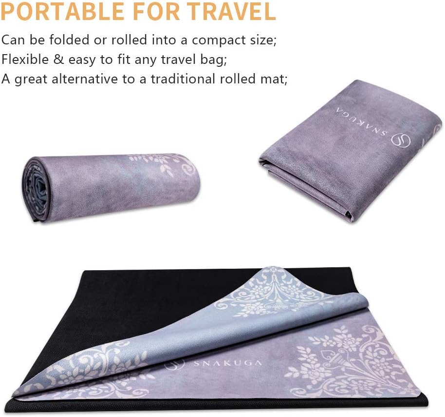 Travel Yoga Mat, Non Slip Exercise Suede Mat with Carry Bag, All-Purpose Fitness Mat with High Density Anti-Tear Surface for Women, Ideal for Pilates Workout (72'' x 24'' x 1.5mm Thick) - Image 4