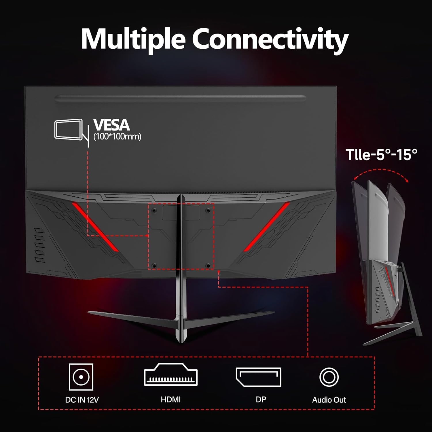 ZZA 32 Inch Curved Gaming Monitor 240hz,1K 1080P Computer PC Monitor with 1500R |1ms (GTG) | HDR 600|Curved|122% sRGB|DP/HDMI|VESA|FreeSync & G-Syn,Mount Business, Office, Casual Gaming Monitors - Image 7