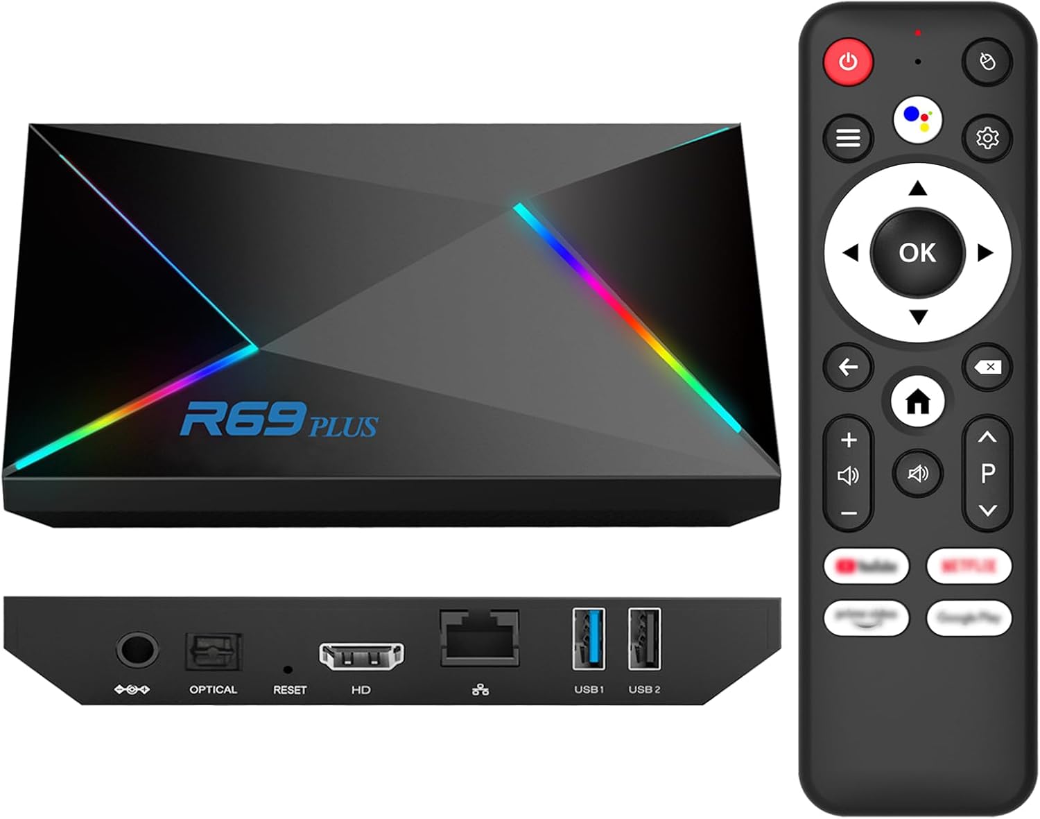 EASYTONE Android TV Box 14.0 2025, 4GB RAM 32GB ROM Android 14 TV Box 4K 8K WIFI6 1000M Ethernet Smart TV Boxes HDR10 R69 Plus H728 Octa-core TV Boxes Support 3D 2.4G 5.8G Dual WiFi BT5.0 USB 3.0